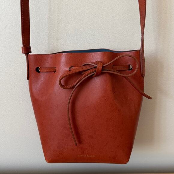 Mansur Gavriel Handbags - Mansur Gavriel Tan Leather Bow Crossbody Bucket Bag